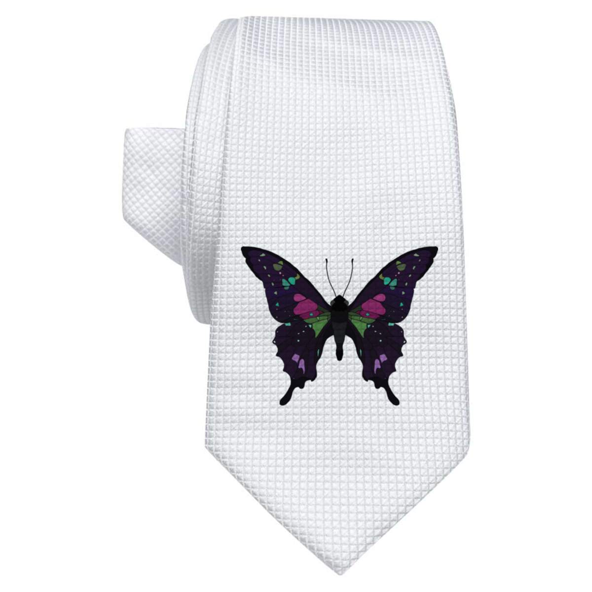 'Bright Botanical Butterfly ' White Tie / Necktie with Gift Box (AT00018779)