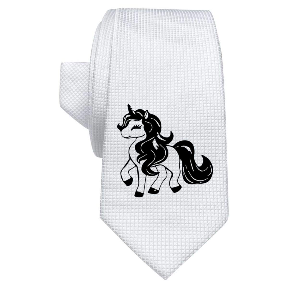 'Happy Unicorn' White Tie / Necktie with Gift Box (AT00018927)