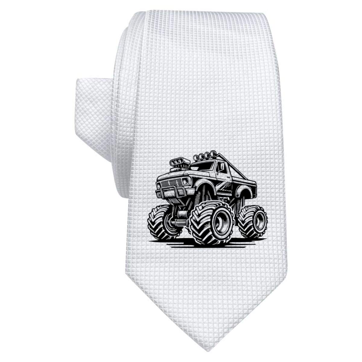 'Monster Truck' White Tie / Necktie with Gift Box (AT00019477)