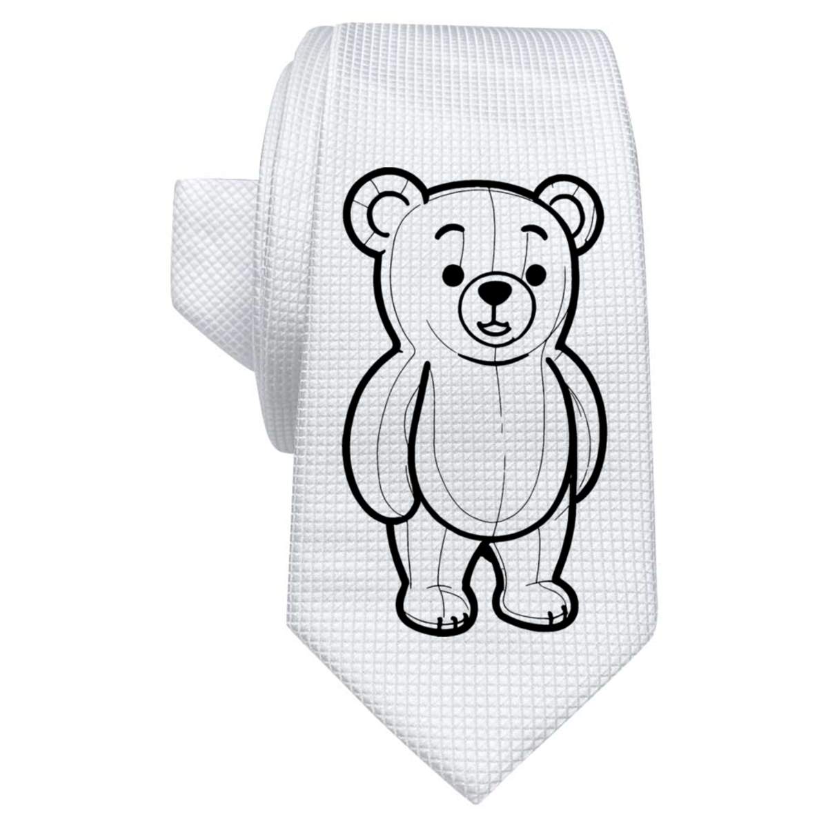 'Cute Bear' White Tie / Necktie with Gift Box (AT00019580)