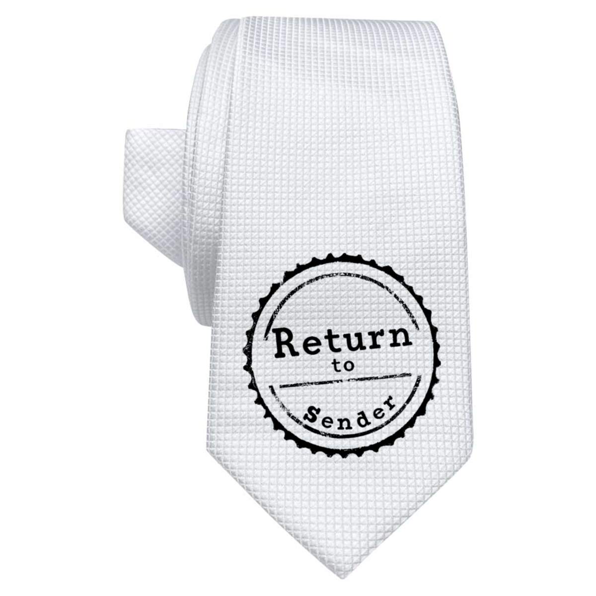 'Return to Sender' White Tie / Necktie with Gift Box (AT00019741)