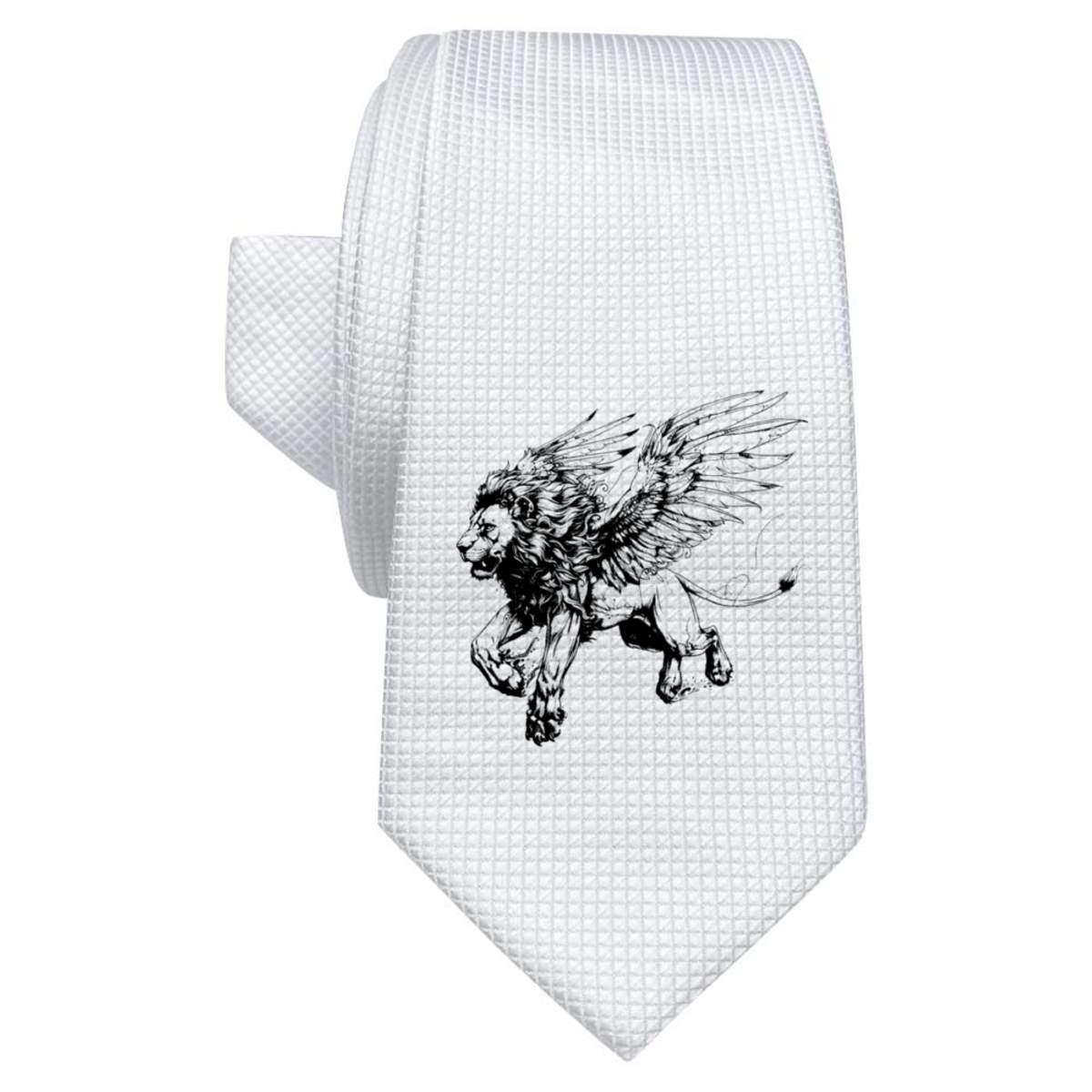 'Flying  Griffin' White Tie / Necktie with Gift Box (AT00019742)