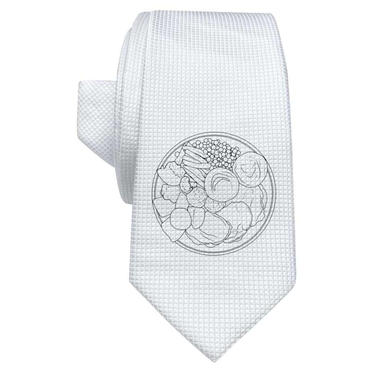 'Roast Dinner Plate' White Tie / Necktie with Gift Box (AT00019770)