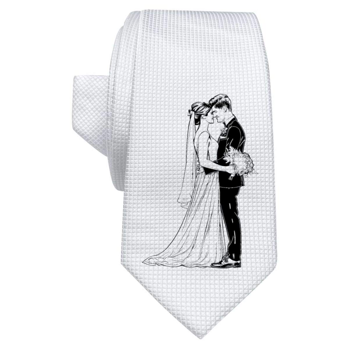'Bride and Groom' White Tie / Necktie with Gift Box (AT00019820)