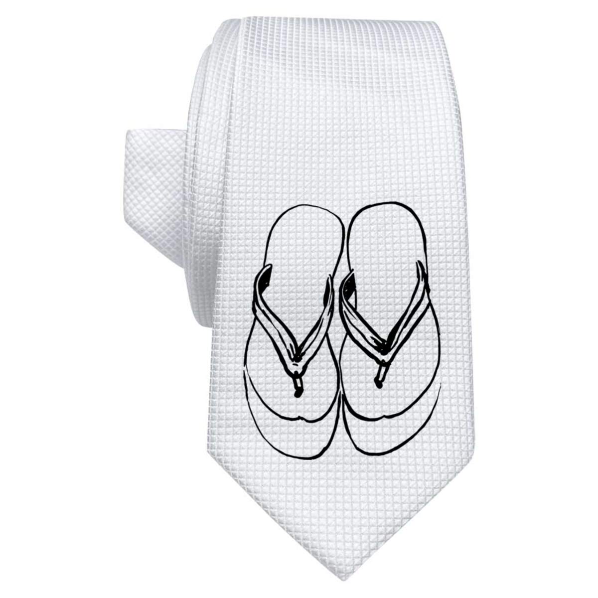 'Flip Flops' White Tie / Necktie with Gift Box (AT00019924)