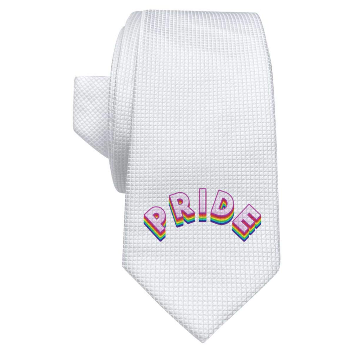 'Rainbow Pride' White Tie / Necktie with Gift Box (AT00020131)