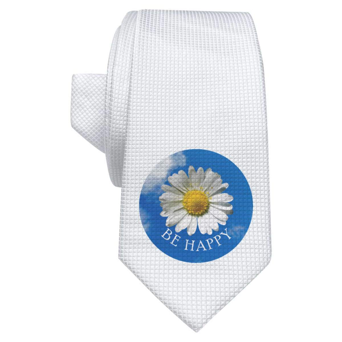 'Be Happy' White Tie / Necktie with Gift Box (AT00020239)