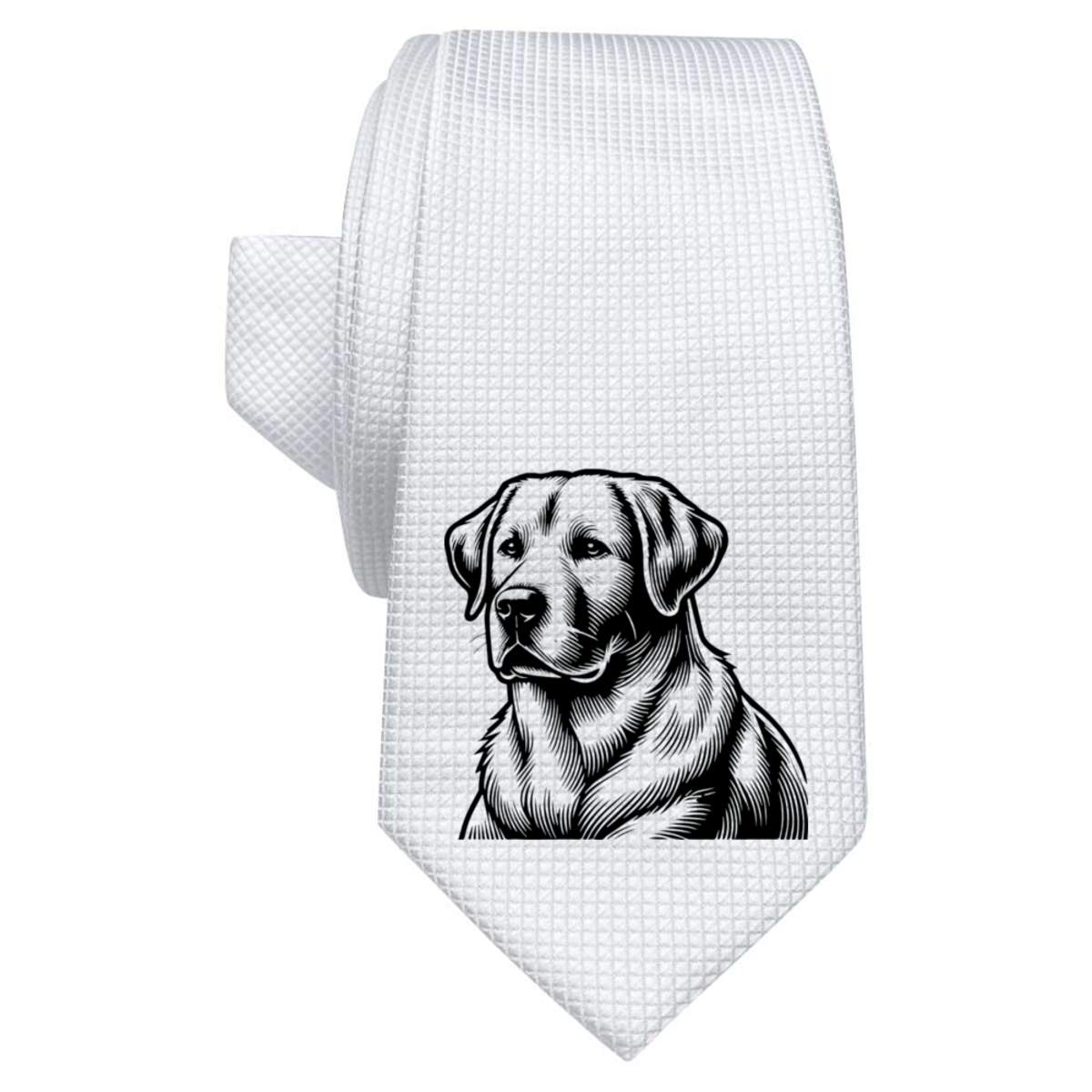 'Labrador Retriever' White Tie / Necktie with Gift Box (AT00020345)