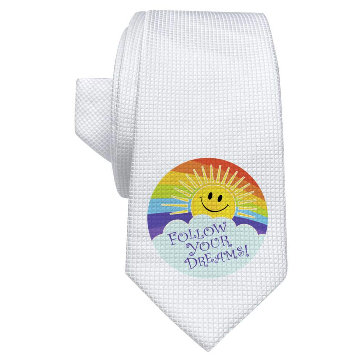 'Follow Your Dreams' White Tie / Necktie with Gift Box (AT00020436)
