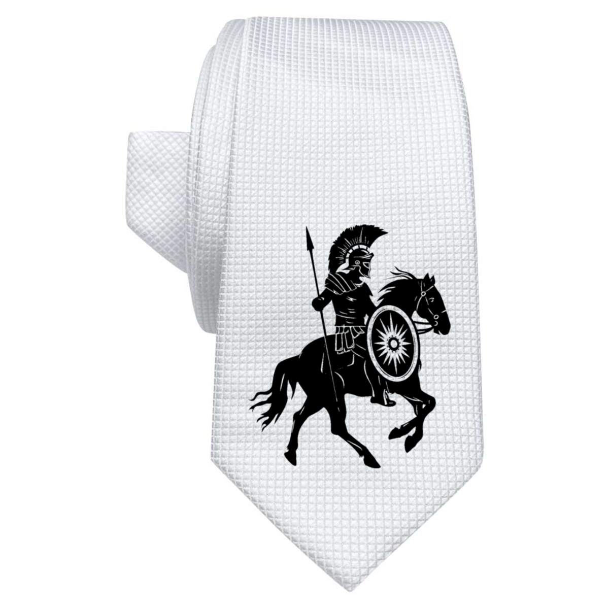 'Roman Soldier on Horseback' White Tie / Necktie with Gift Box (AT00020580)
