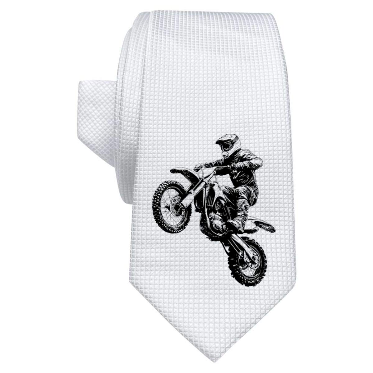 'Dirt Bike Jump' White Tie / Necktie with Gift Box (AT00020753)