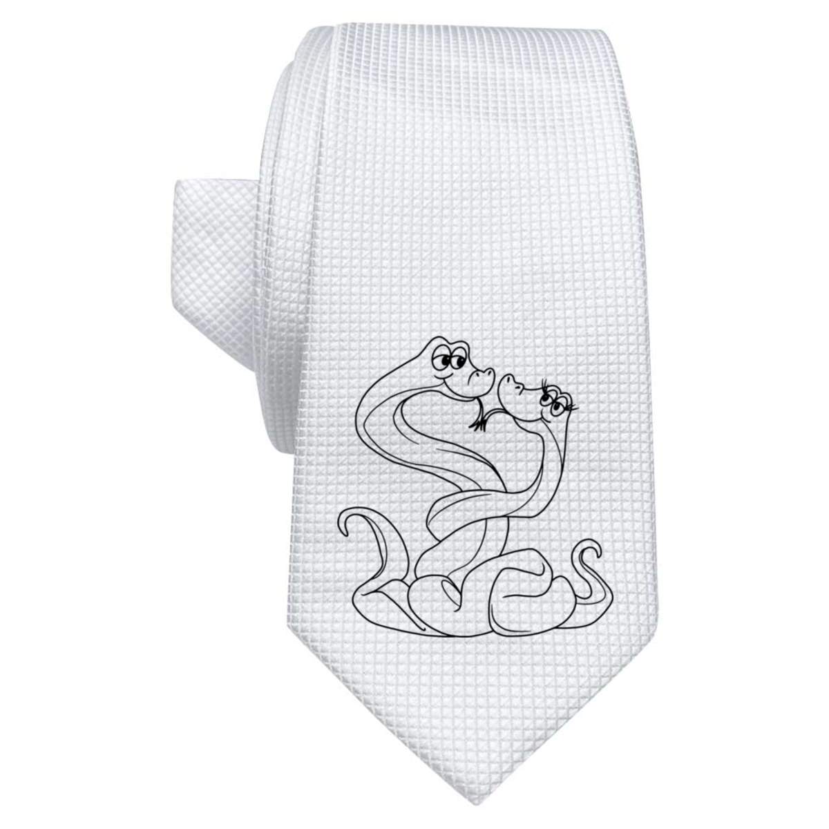 'Snakes In Love' White Tie / Necktie with Gift Box (AT00020839)