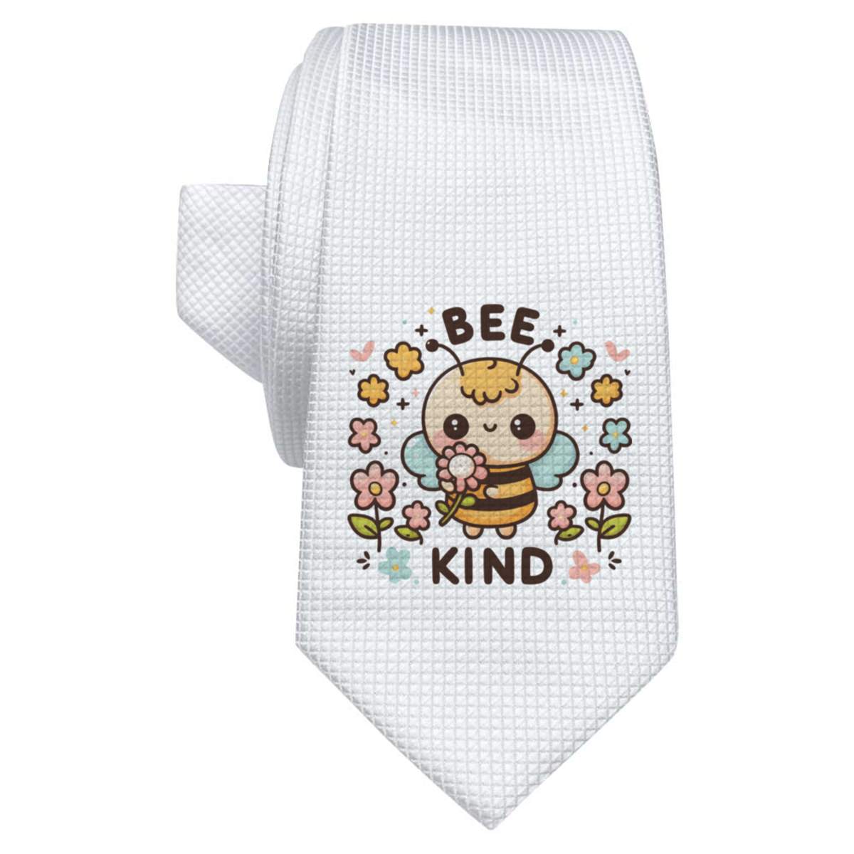 'Bee Kind' White Tie / Necktie with Gift Box (AT00021232)