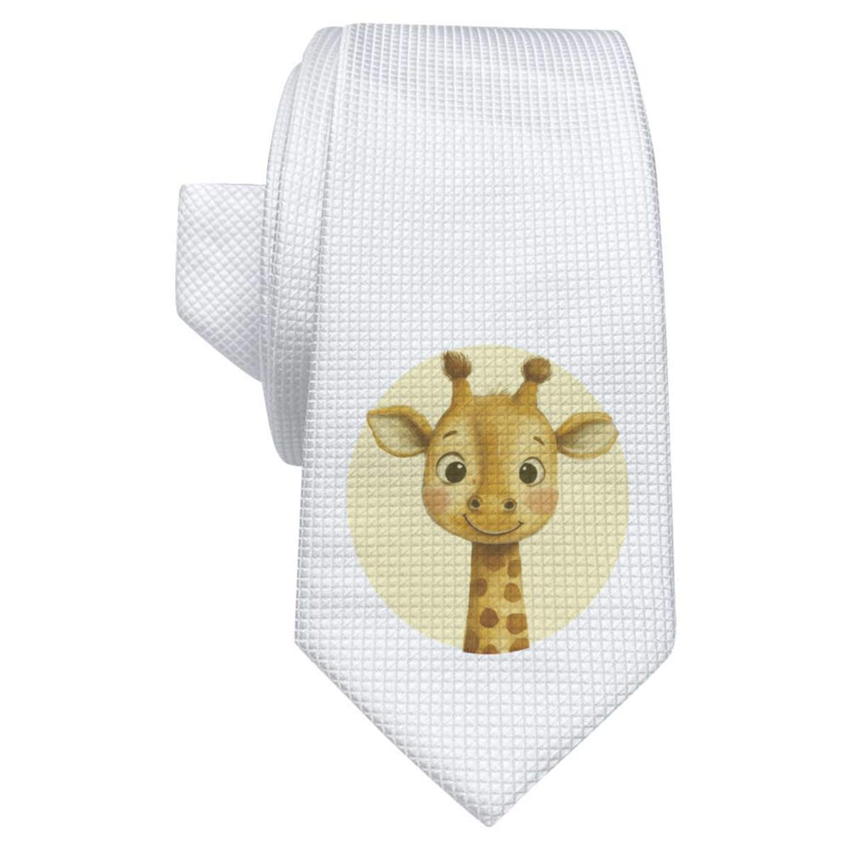 'Cute Baby Giraffe' White Tie / Necktie with Gift Box (AT00021371)