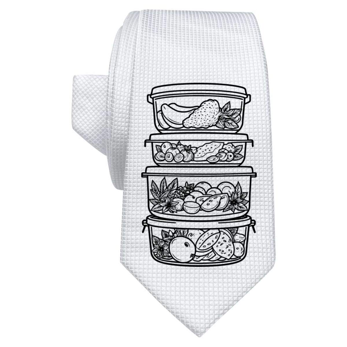 'Food Storage' White Tie / Necktie with Gift Box (AT00021713)