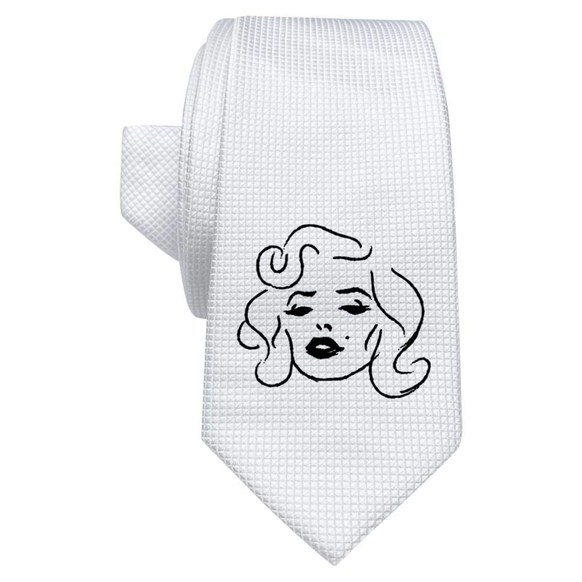 'Woman Face' White Tie / Necktie with Gift Box (AT00021999)