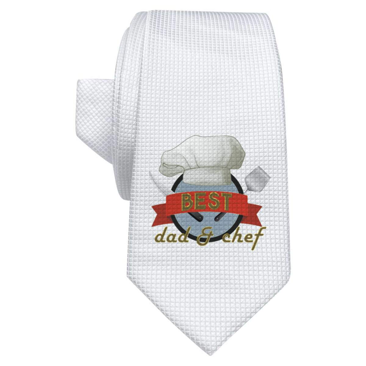 'Best Dad & Chef' White Tie / Necktie with Gift Box (AT00022121)