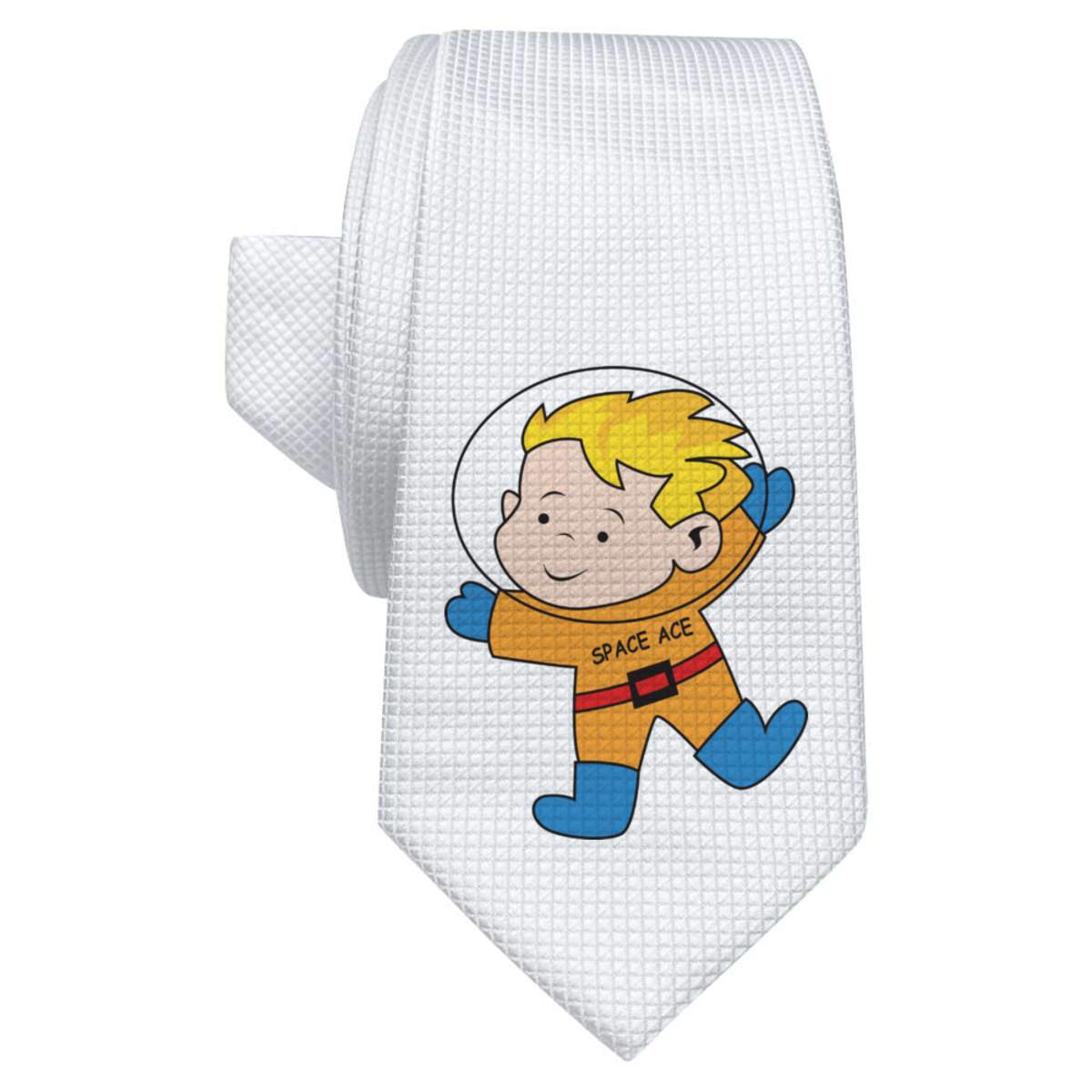 'Space Ace' White Tie / Necktie with Gift Box (AT00022184)