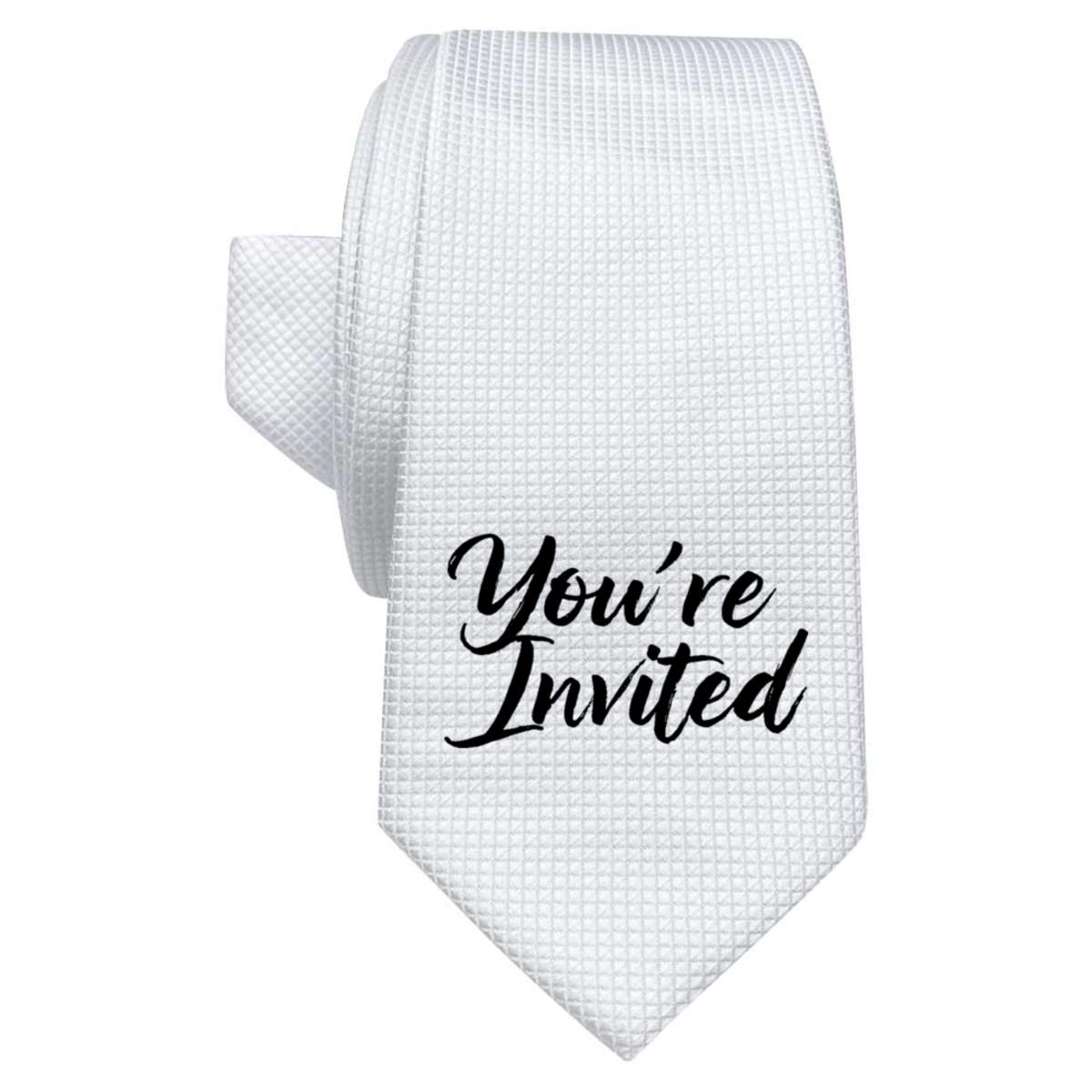 'You're Invited' White Tie / Necktie with Gift Box (AT00022606)