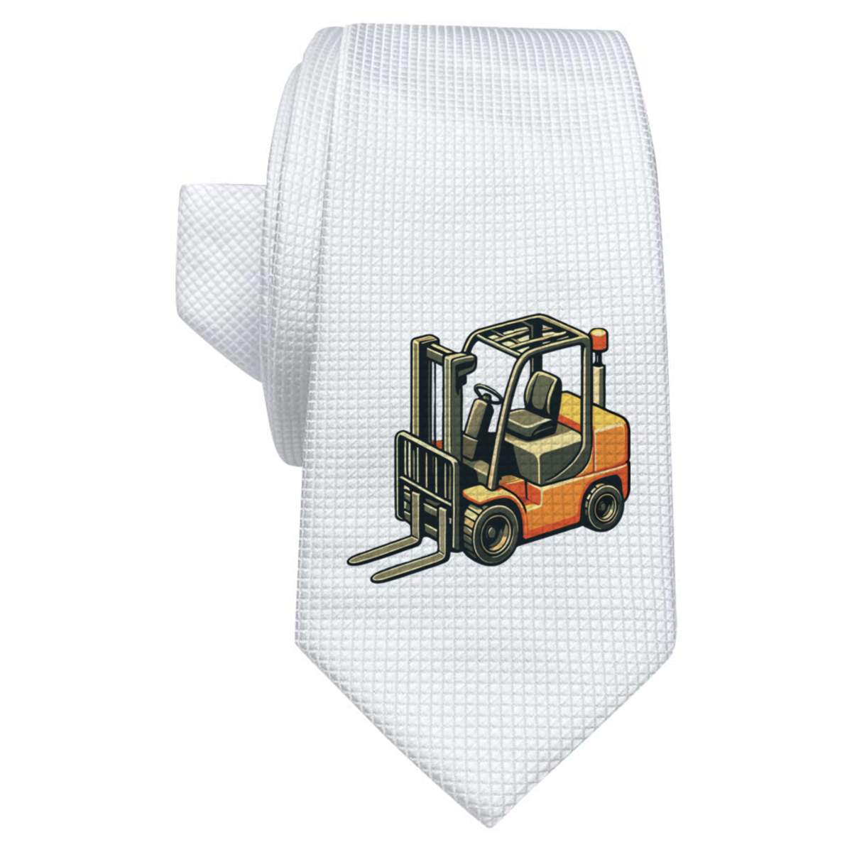 'Fork Lift Truck' White Tie / Necktie with Gift Box (AT00023074)