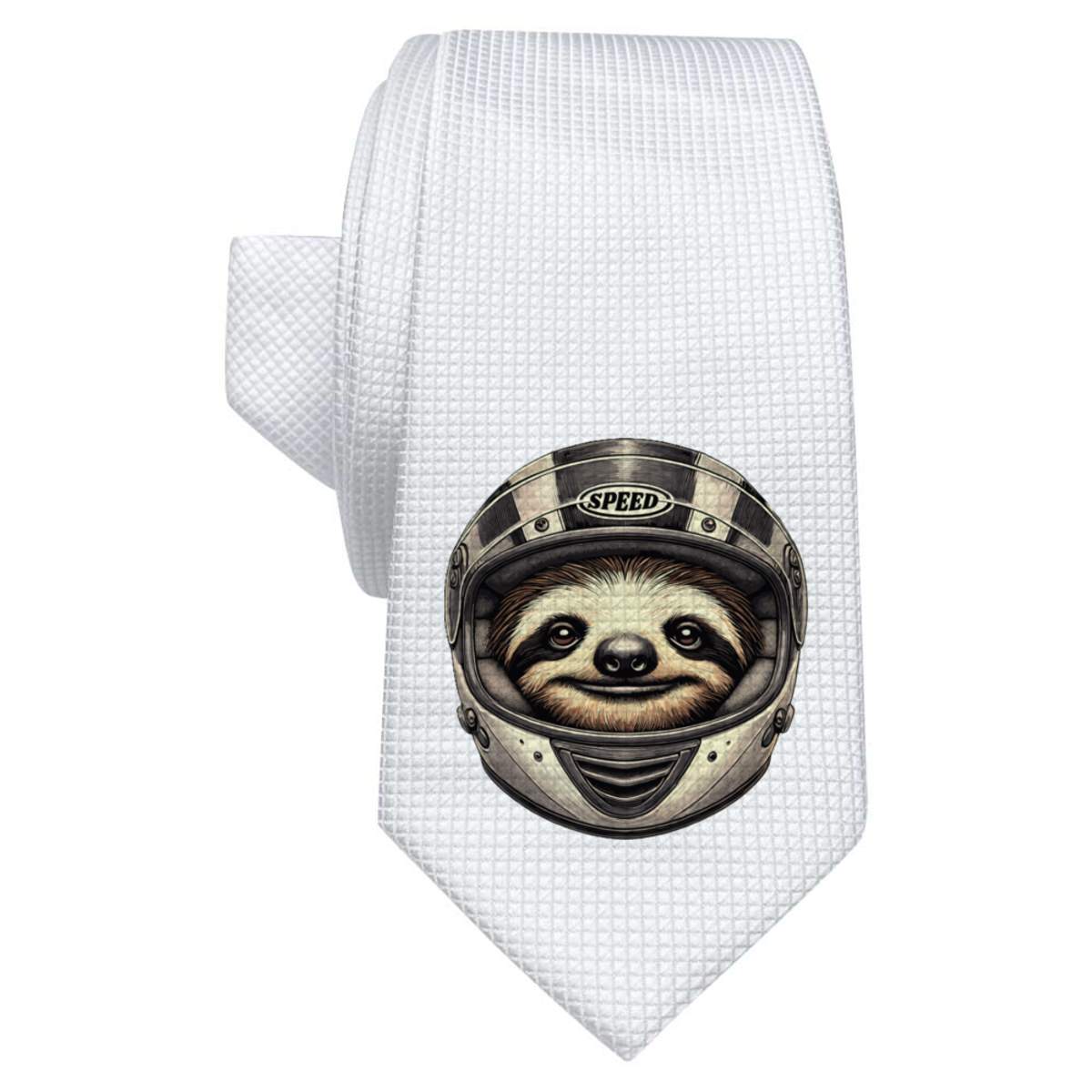 'Sloth Racing Driver' White Tie / Necktie with Gift Box (AT00023088)