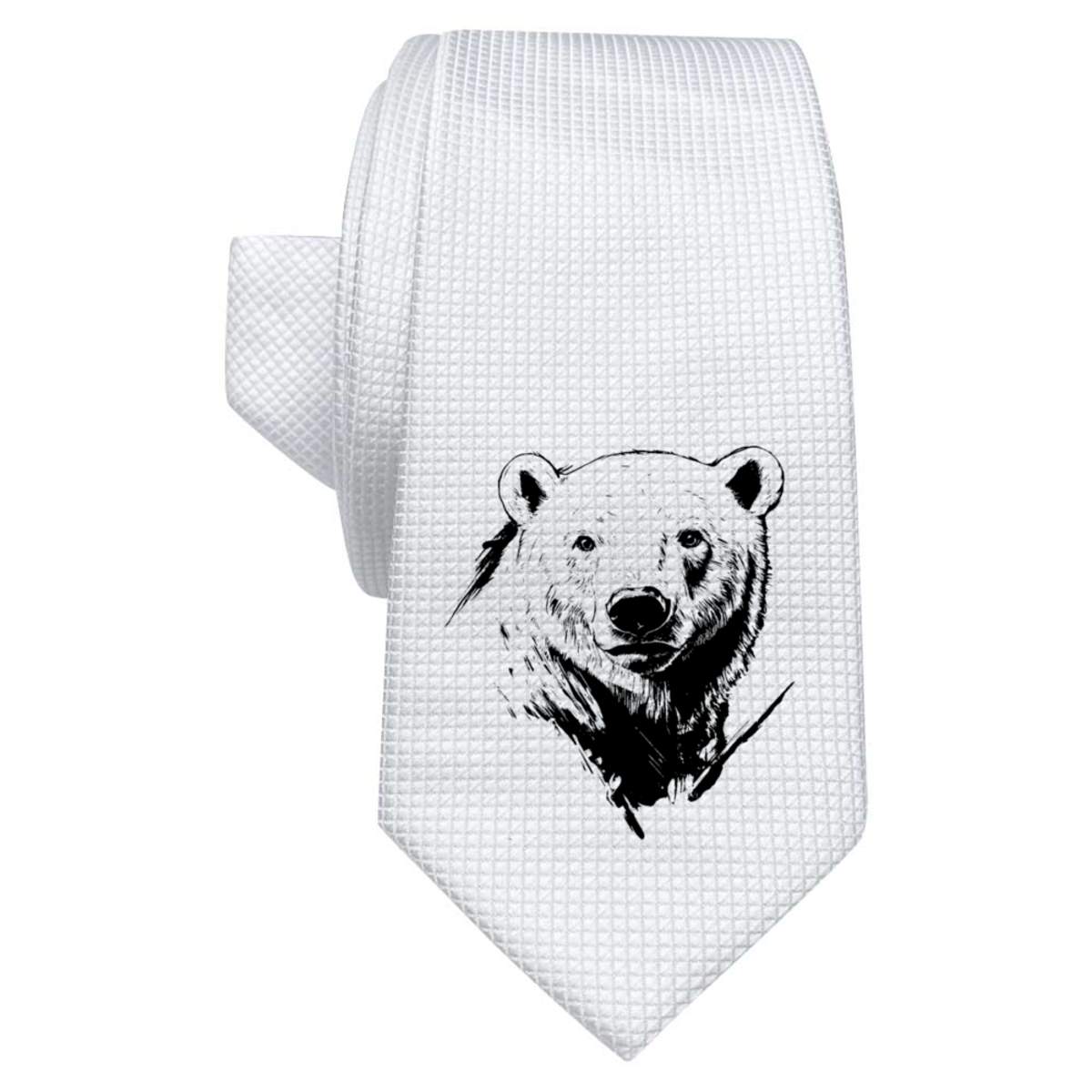 'Polar Bear Portrait' White Tie / Necktie with Gift Box (AT00023188)