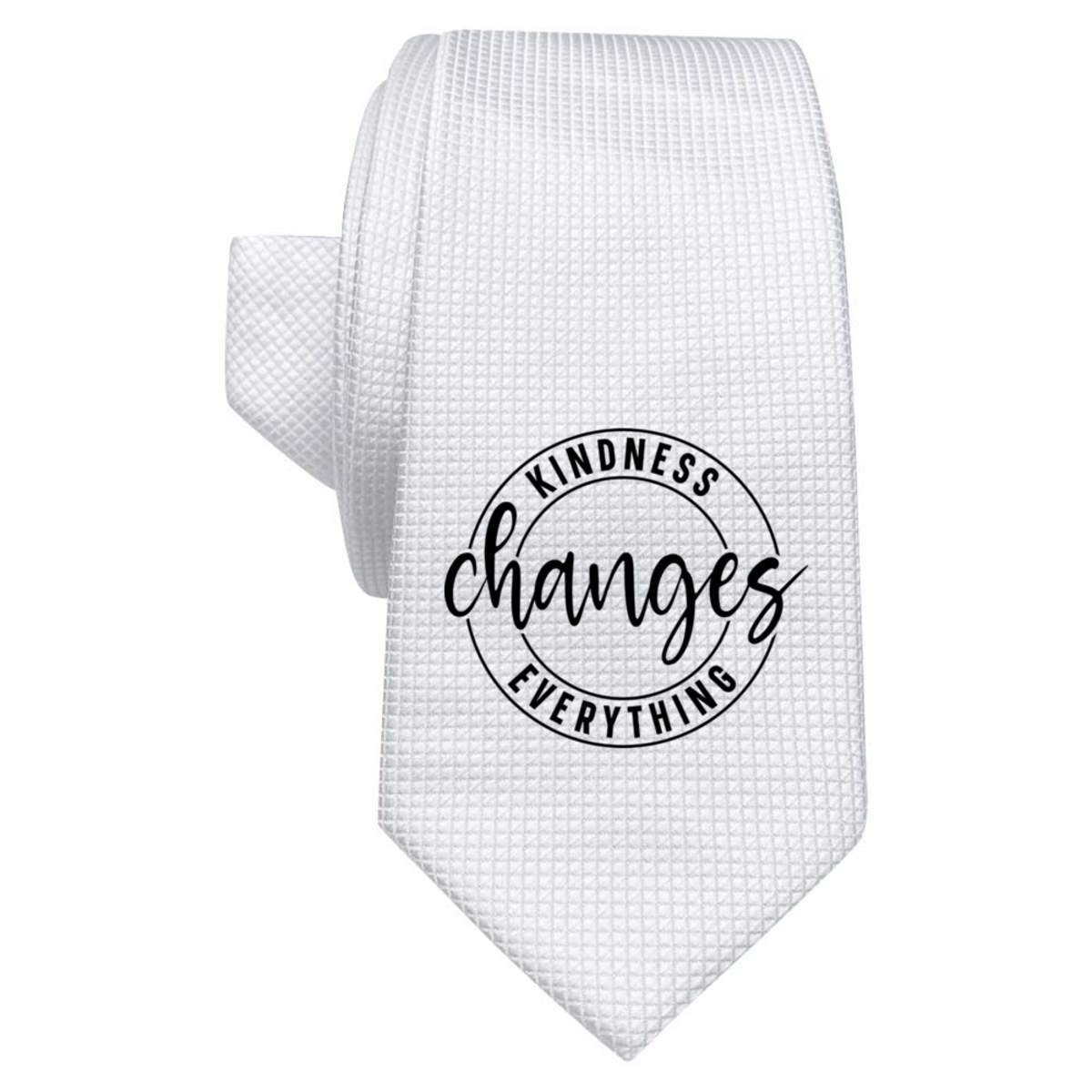 'Kindness Changes Everything Motivational Text' White Tie / Necktie with Gift Box (AT00023238)
