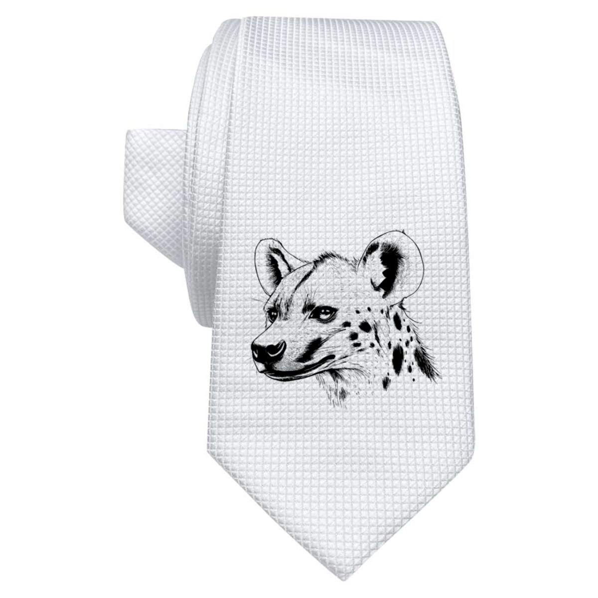 'Hyena Side View' White Tie / Necktie with Gift Box (AT00023428)