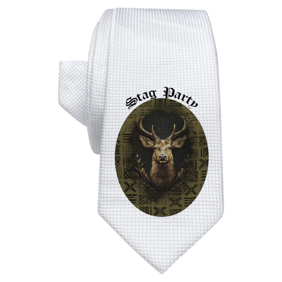 'Stag Party' White Tie / Necktie with Gift Box (AT00023476)