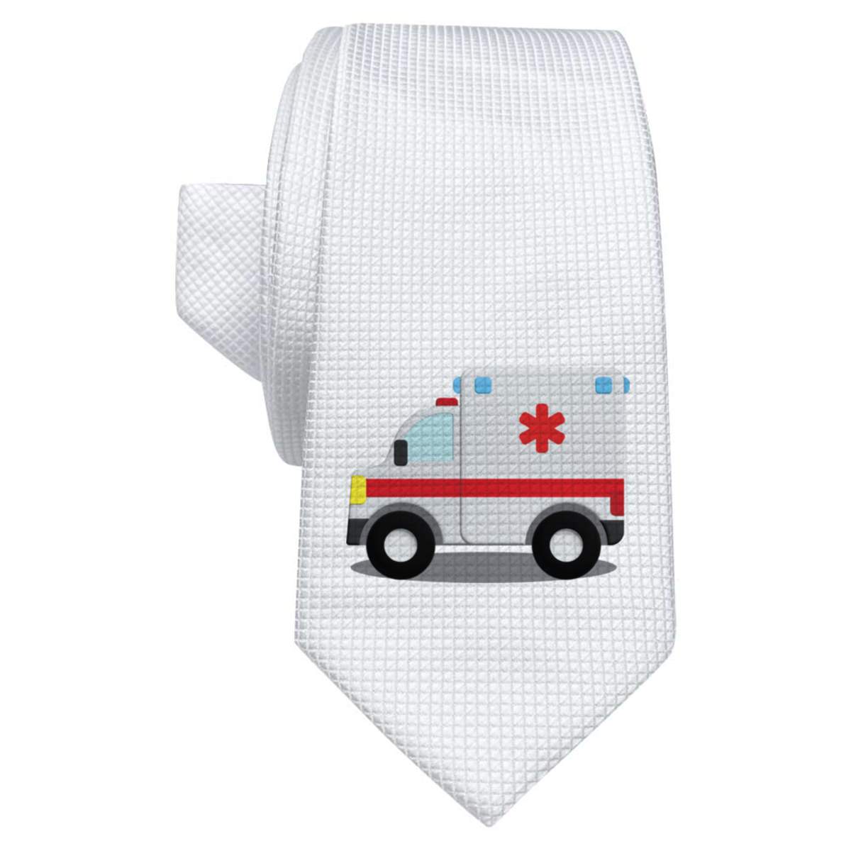 'Ambulance Toy' White Tie / Necktie with Gift Box (AT00023511)