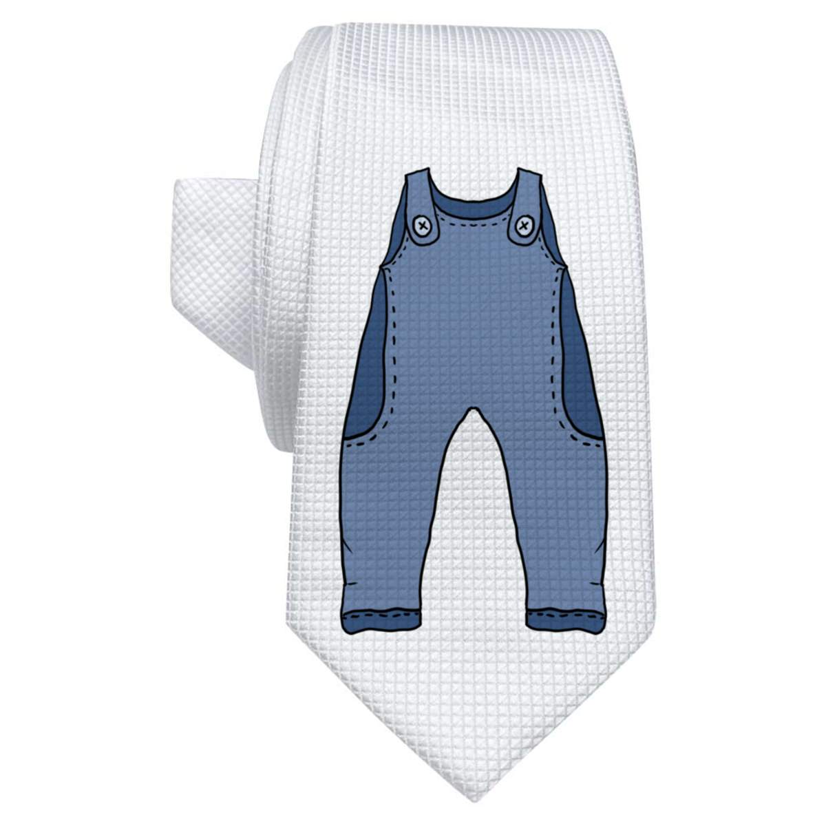 'Blue Dungarees' White Tie / Necktie with Gift Box (AT00023528)