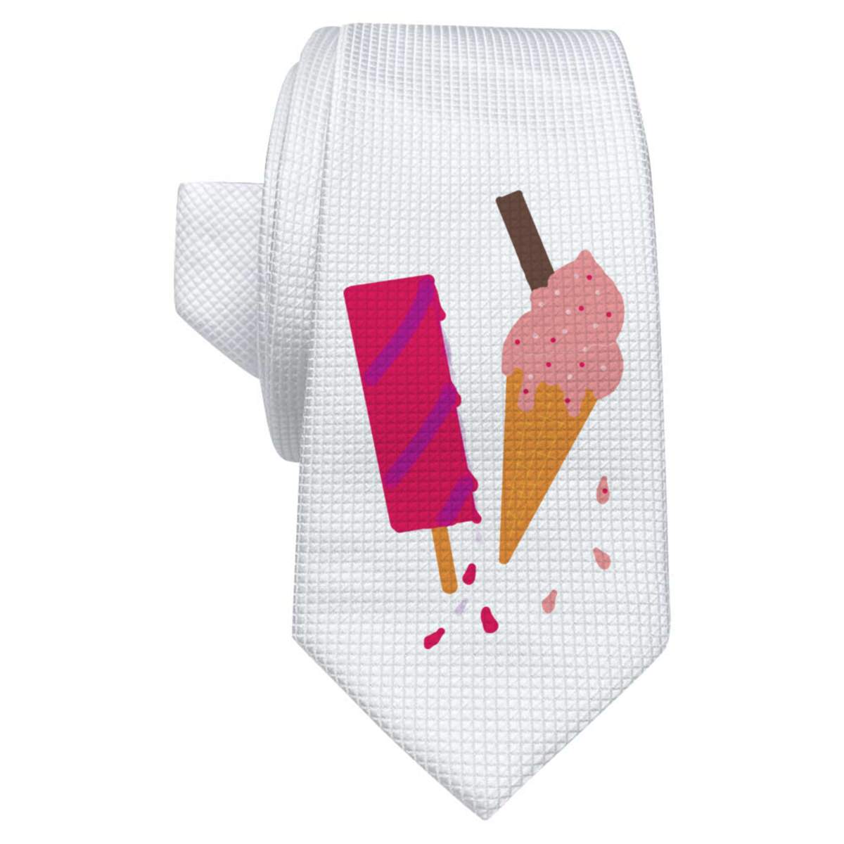 'Ice-cream And A Lolly' White Tie / Necktie with Gift Box (AT00023533)