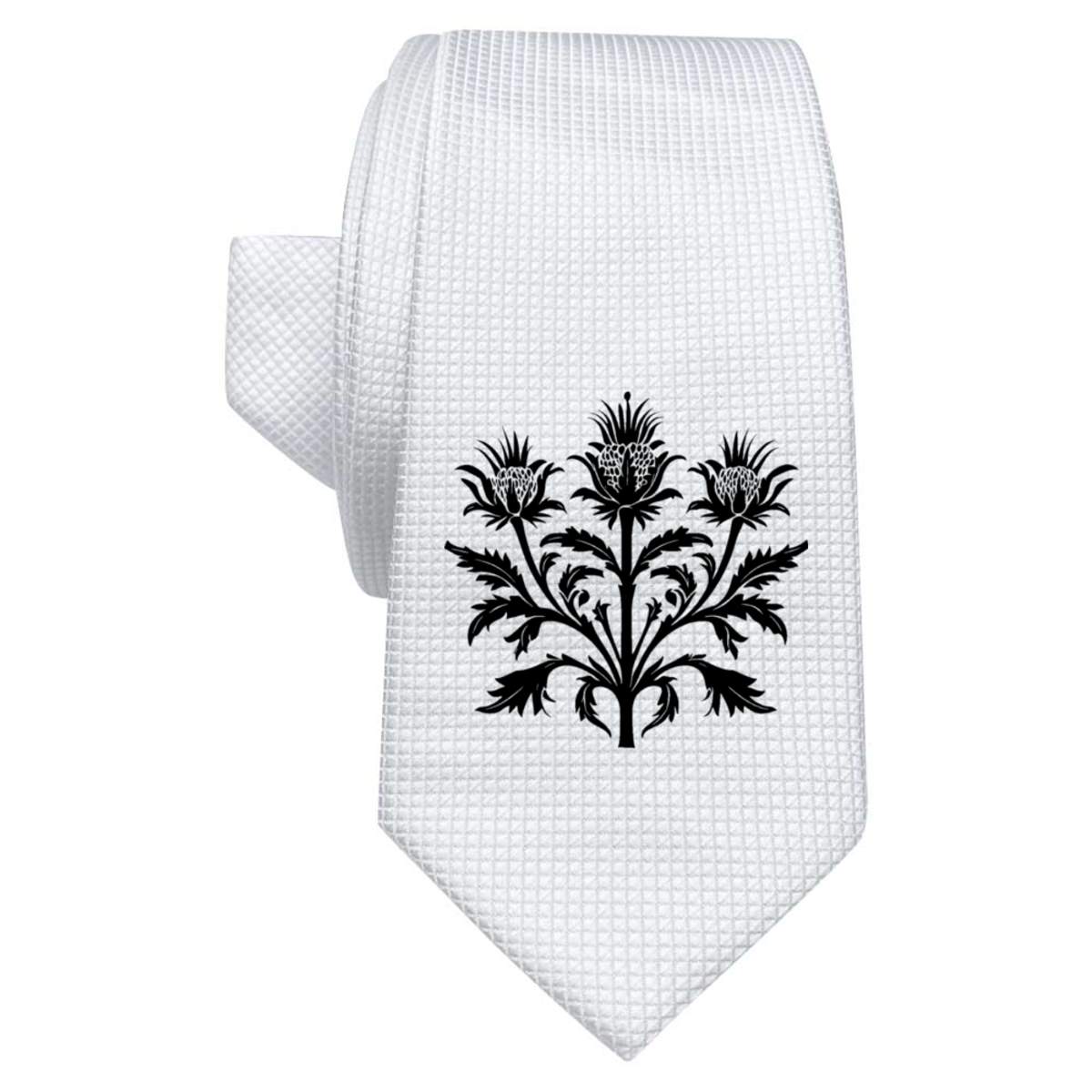 'Vintage Scottish Thistle ' White Tie / Necktie with Gift Box (AT00023562)