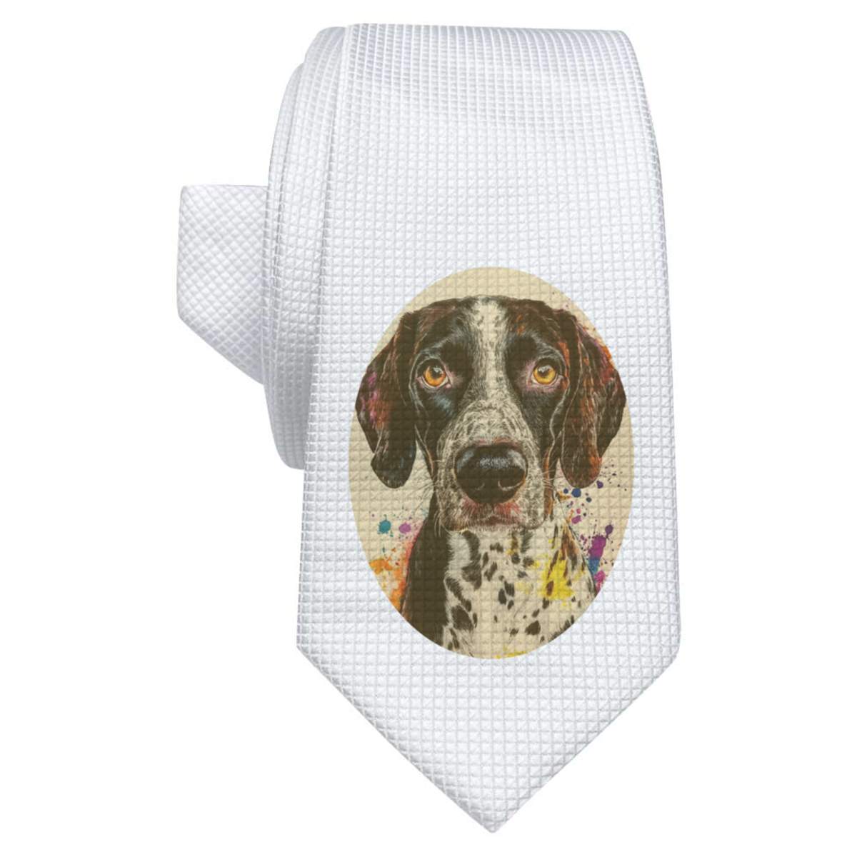 'German Shorthaired Pointer Portrait' White Tie / Necktie with Gift Box (AT00024197)