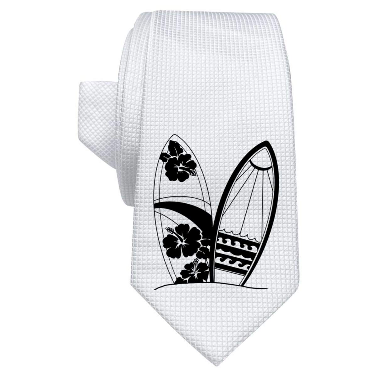 'Decorative Surfboards' White Tie / Necktie with Gift Box (AT00024521)