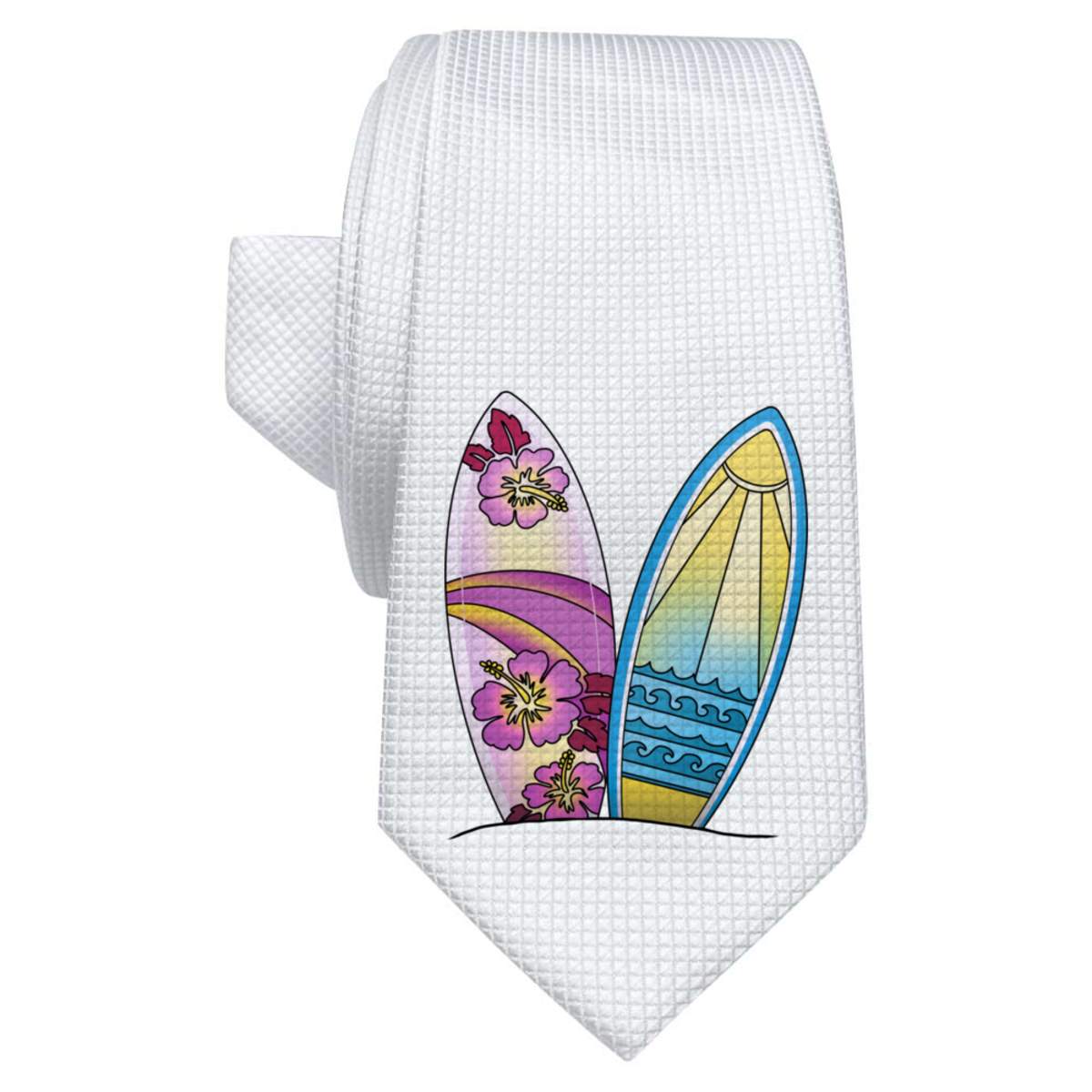 'Decorative Surfboards' White Tie / Necktie with Gift Box (AT00024522)