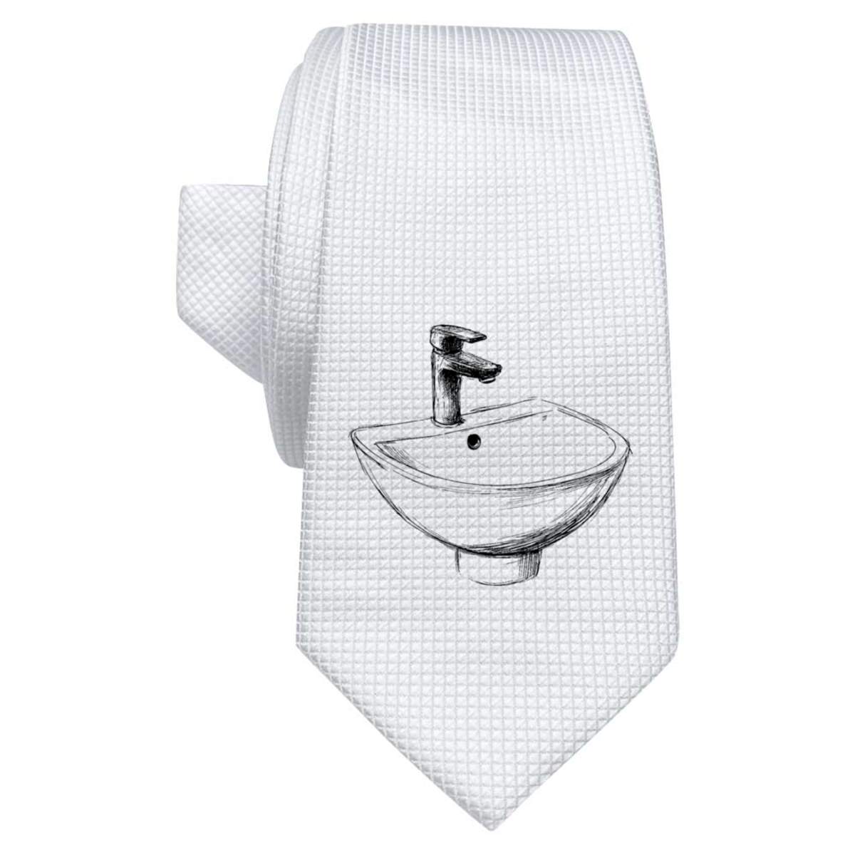 'Basin and Faucet' White Tie / Necktie with Gift Box (AT00024693)