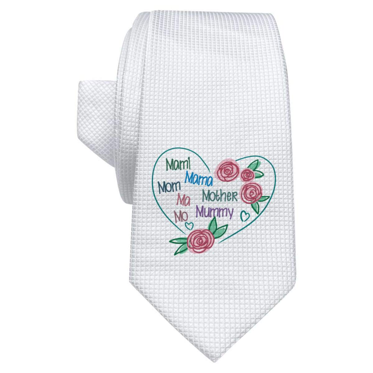 'Mother Heart' White Tie / Necktie with Gift Box (AT00024765)
