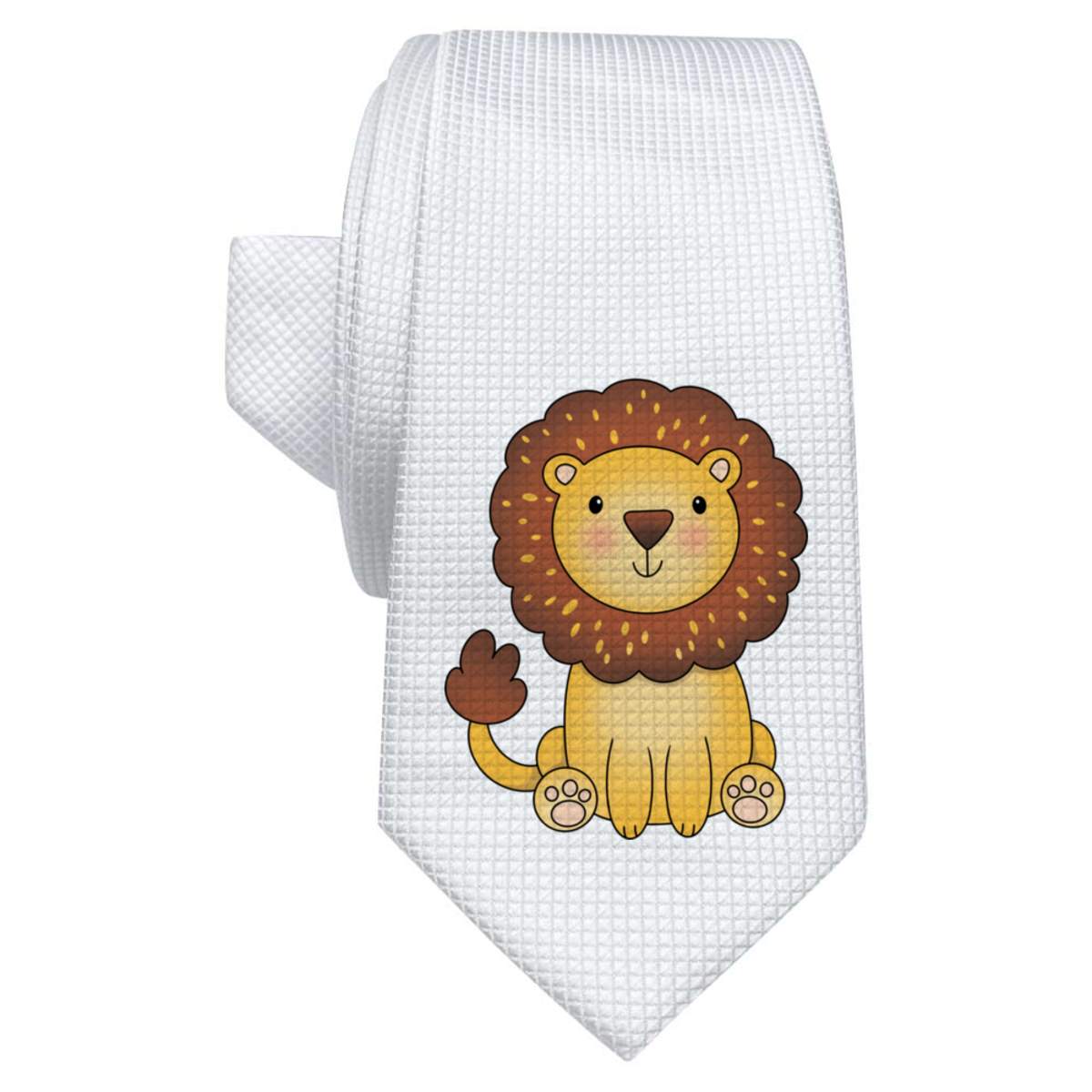 'Friendly Lion' White Tie / Necktie with Gift Box (AT00024789)