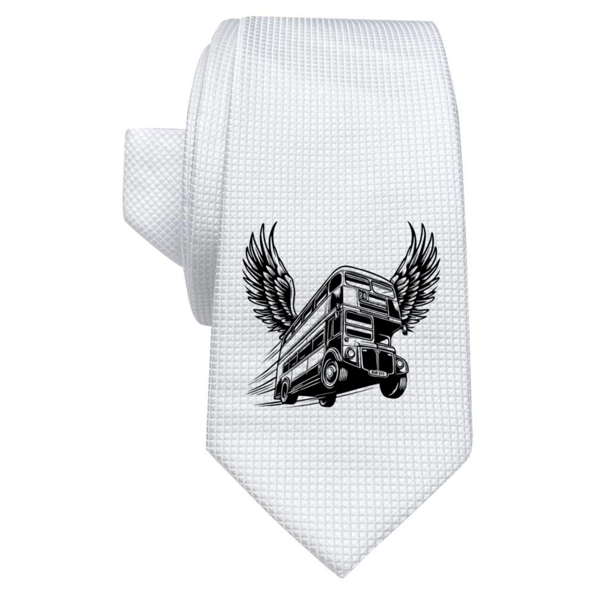 'Flying Bus' White Tie / Necktie with Gift Box (AT00025016)