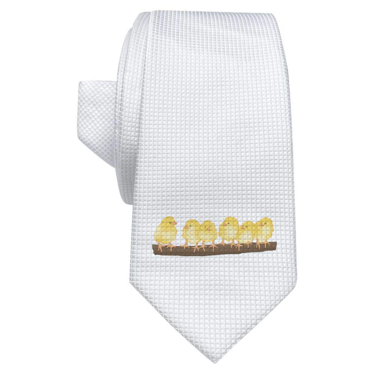 'Cute Chicks in a Row' White Tie / Necktie with Gift Box (AT00025906)