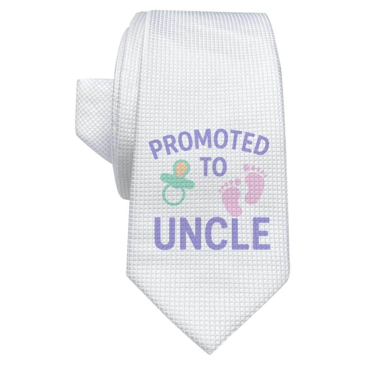 'Promoted to Uncle' White Tie / Necktie with Gift Box (AT00026036)