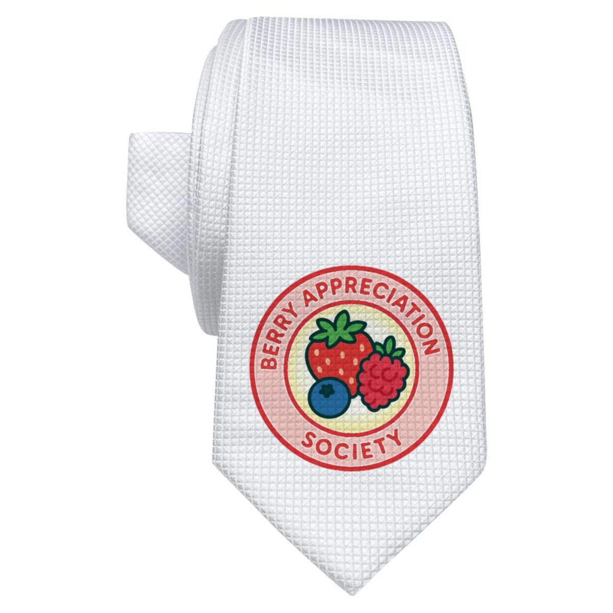 'Berry Appreciation Society' White Tie / Necktie with Gift Box (AT00026447)