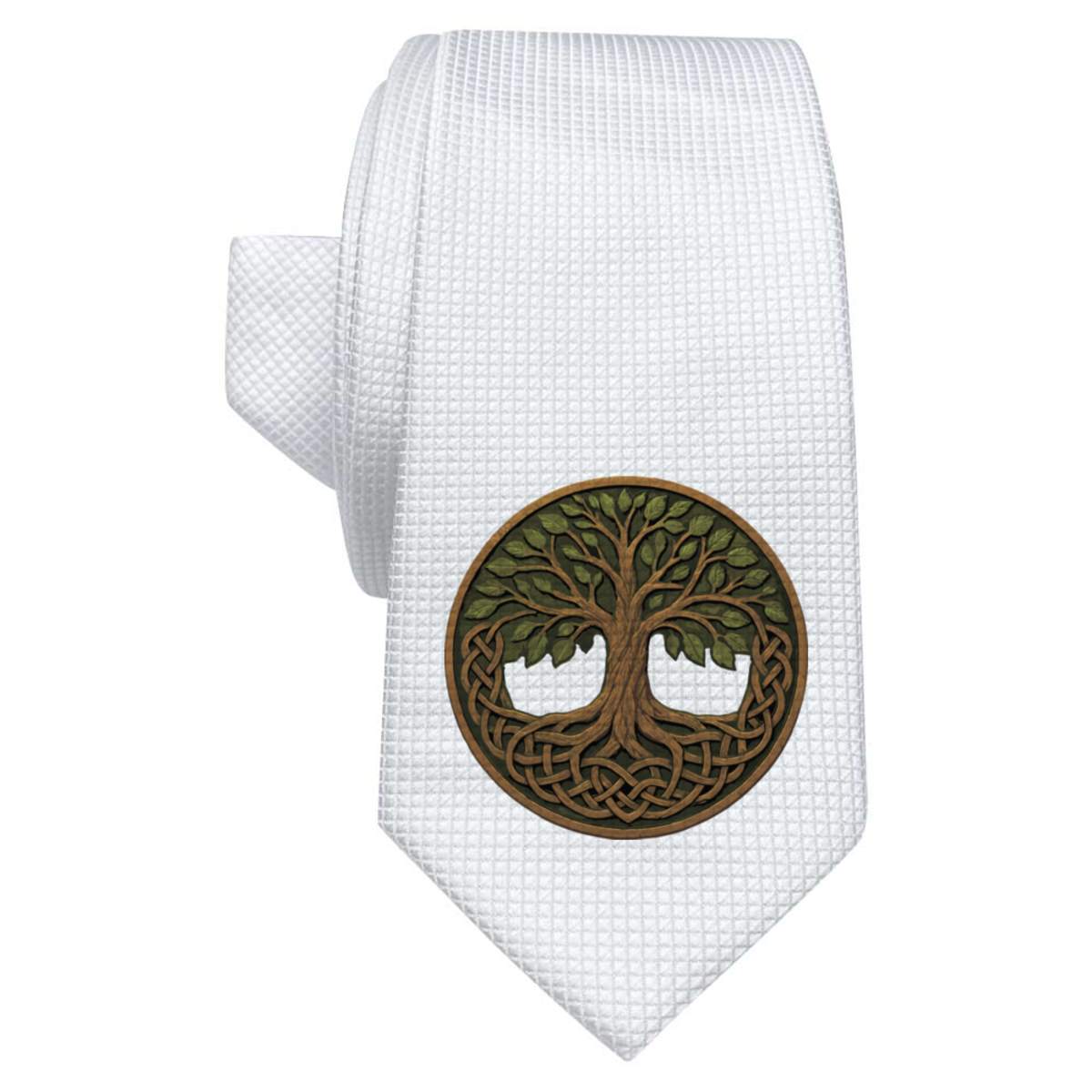 'Celtic Tree of Life' White Tie / Necktie with Gift Box (AT00026542)