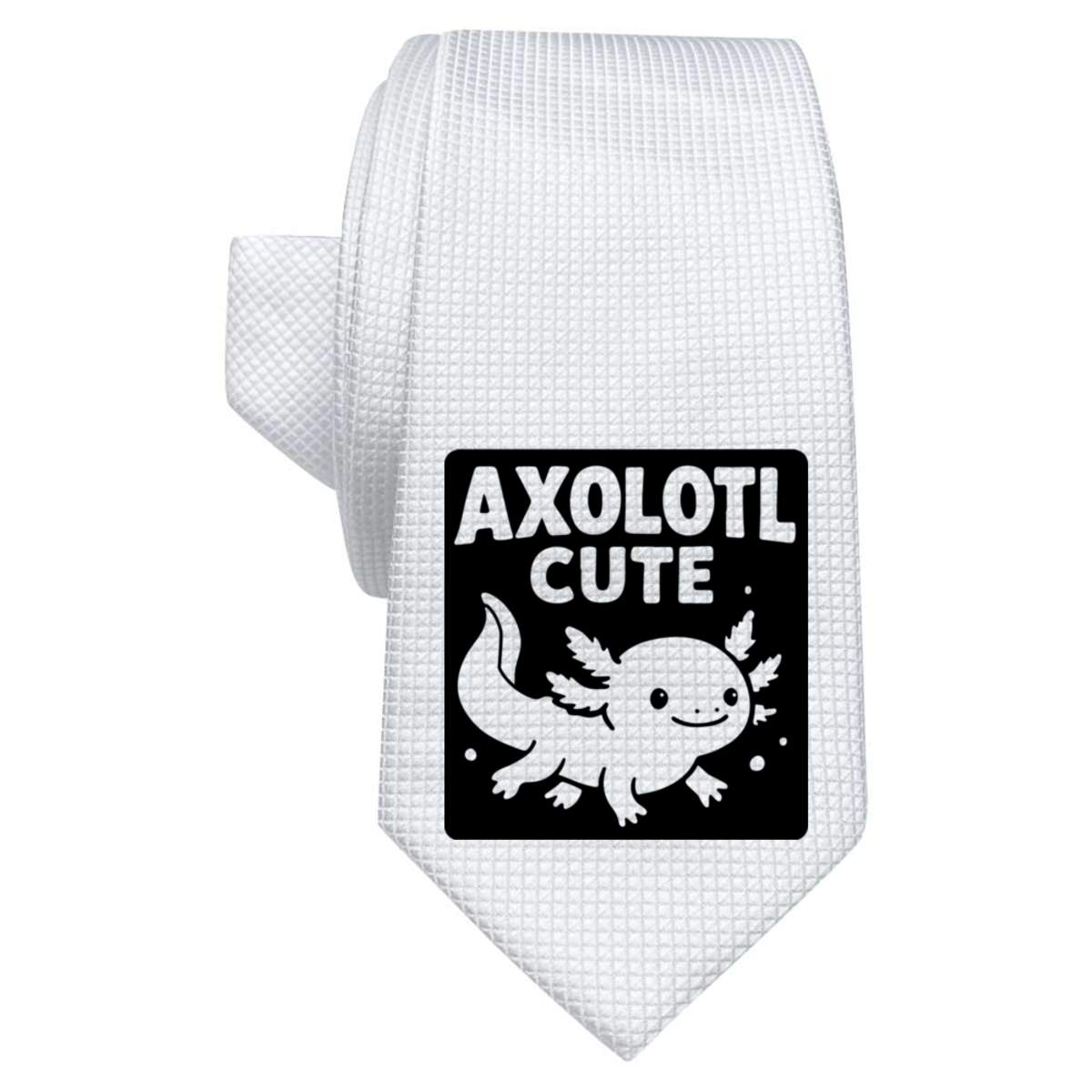 'Axolotl Cute' White Tie / Necktie with Gift Box (AT00026836)