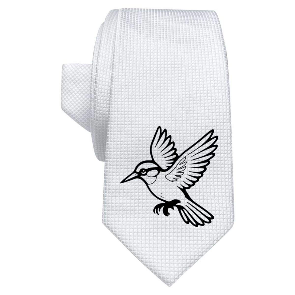 'Flying Kingfisher' White Tie / Necktie with Gift Box (AT00026952)