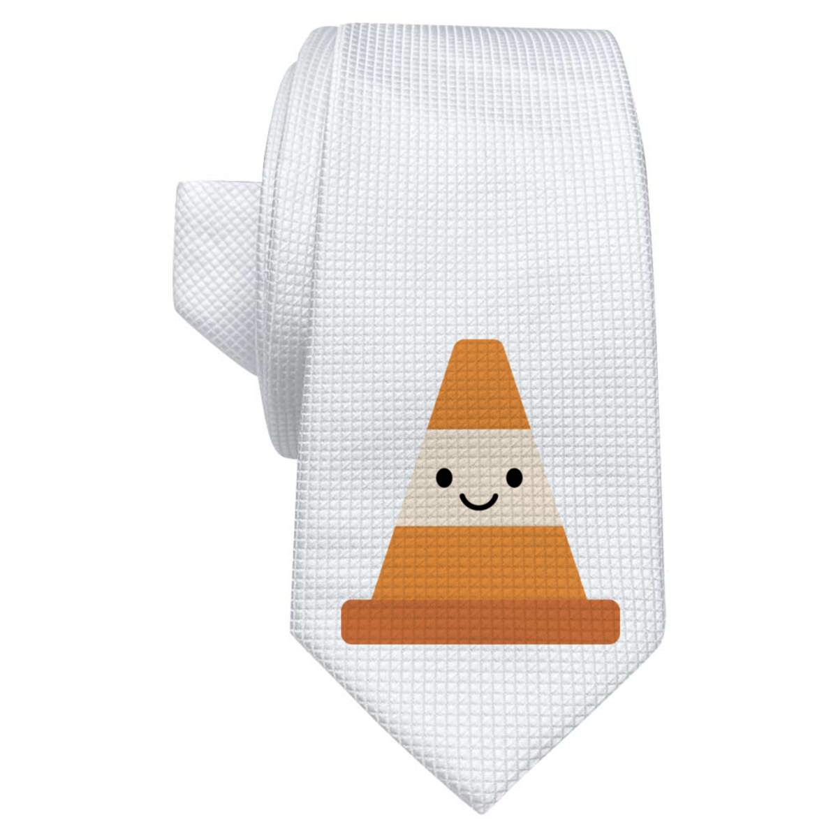 'Happy Traffic Cone' White Tie / Necktie with Gift Box (AT00027644)