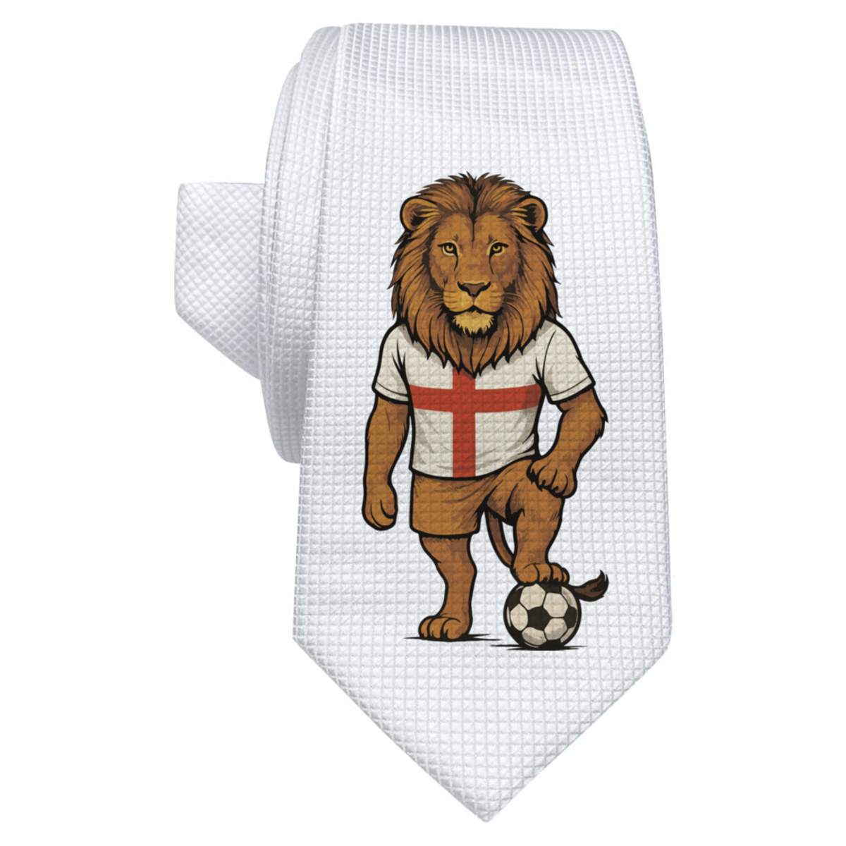 'England Football Lion' White Tie / Necktie with Gift Box (AT00027739)
