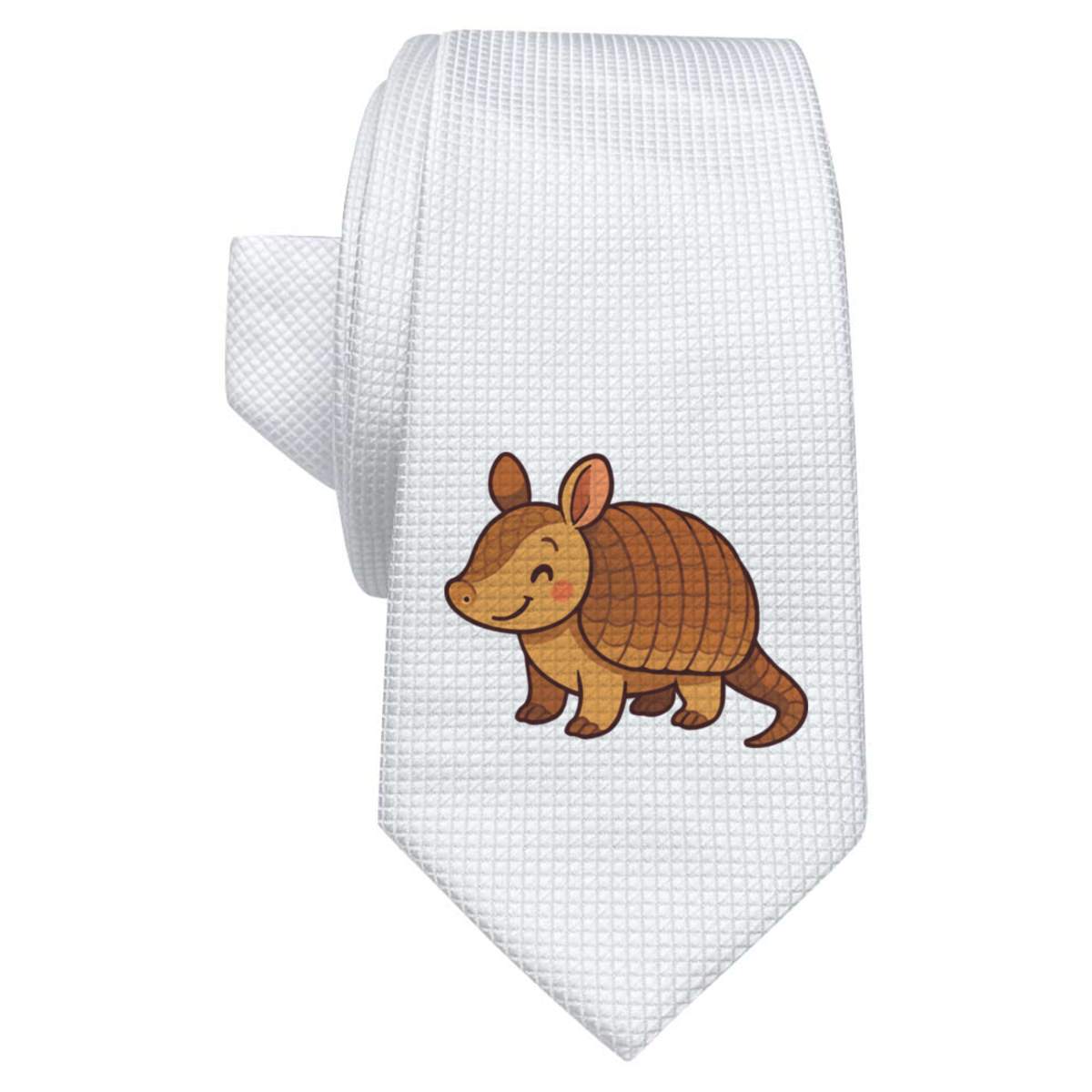 'Cute Armadillo' White Tie / Necktie with Gift Box (AT00027891)