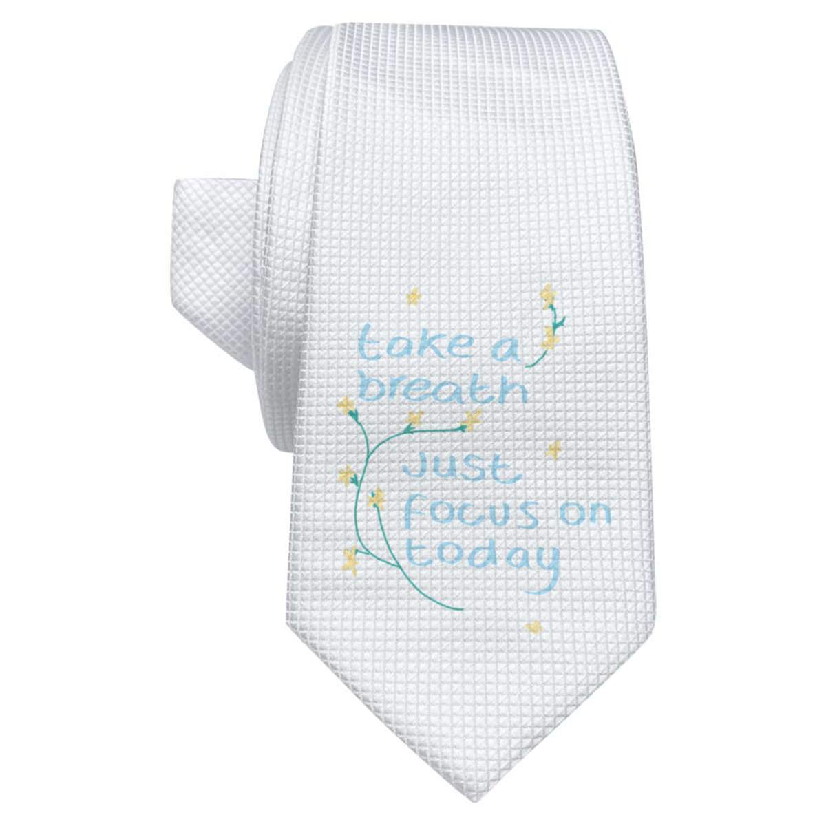 'Take A Breath ' White Tie / Necktie with Gift Box (AT00028509)